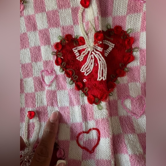 Design Options By Philip & Jane Gordon VTG Valentines Day Cardigan RARE - Picture 14 of 15